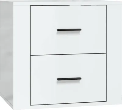 Produktbild von vidaXL Wand-Nachttisch Hochglanz-Weiß 50x36x47 cm
