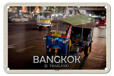 Produktbild von Blechschild Reise 18x12cm Bangkok Thailand Tuk Tuk Geschenk Schild