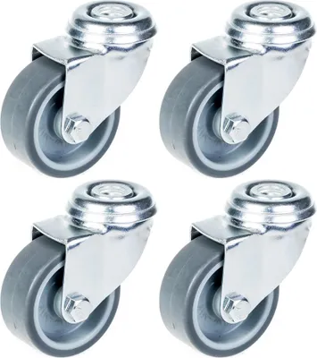 Image de 50mm 2" castor grey rubber tyre, swivel, 160kg capacity, set of 4