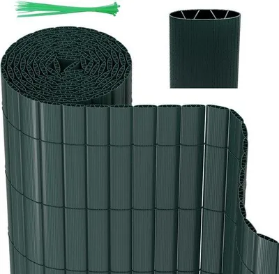 Obrázek produktu pro 3m PVC zahradní plot – W-Vorm jako ochrana před větrem a na balkon – do zahrady a na terasu – odolný proti větru a povětrnostním vlivům, odolný proti UV záření, zelený
