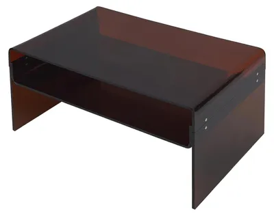 Zdjęcie produktu dla Stolik pomocniczy z akrylu – 2 poziomy – akryl 10 mm – 80 x 50 x 38 cm – prostokątny – nośność 40 kg – ciemnobrązowy