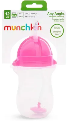 Produktbild von Munchkin MUNCHKIN gertuvė su šiaudeliu ir svareliu, rožinės spalvos, 12mėn+, 296ml, 01246201