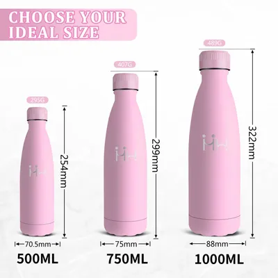 Image de Bouteille d'eau en acier inoxydable Mujigaga, 500 ml, sans BPA, à double paroi