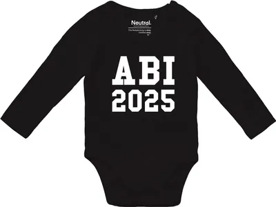 Produktbild von Huuraa Baby Body ABI 2025 Abitur 74 Black  Baumwolle Fairtrade Langarmbody Geschenkidee