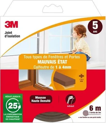 Produktbild von Universal Tür- und Fensterdichtung Schlechtzustandsdichtung 1 bis 4 mm x 6 m braun