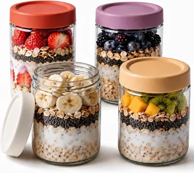 Obrázek produktu pro Kelímek na jogurt – 500 ml – Sklo – Tekuté – Bez BPA – Vzduchotěsný