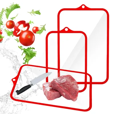 Obrázok produktu pre Sada dvoch sklenených krájacích dosiek s protišmykovými silikónovými okrajmi