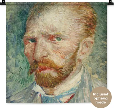 Produktbild von MuchoWow® Wandteppich Wandbehang Selbstporträt - Vincent van Gogh 60x60 cm Tapisserie Dekoration Wandtuch - Dekorationen - Wand Decke