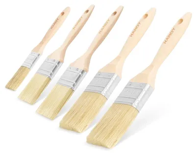 Produktbild von Flachpinsel Holz - Pinsel 5er Set - Für Beize, Farbe, Lack