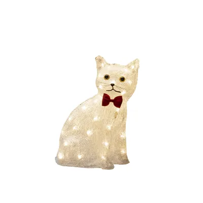 Produktbild von Konstsmide 6259-103 LED Acryl Katze, sitzend, 40 warm weiße Dioden, 24V, Außen (IP44), 3,6W, weißes Kabel