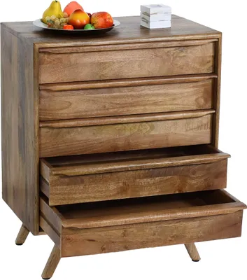 Zdjęcie produktu dla Highboard HWC-L96, komoda kredens szafka szuflady lite drewno mango 81x65x43cm certyfikat MVG