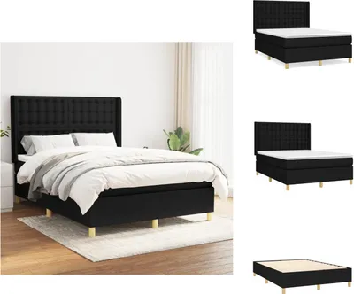 Produktbild von vidaXL Boxspringbett mit Matratze Schwarz 140x200 cm Stoff - Betten & Bettgestelle