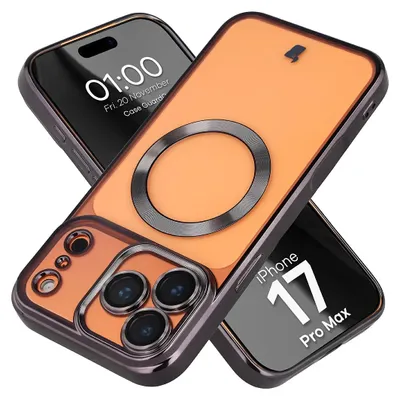 Produktbild von Handyhülle mit Kameraschutz und Magnetring für iPhone 17 Pro Max, Bizon Case GuardO, Transparent-Schwarz