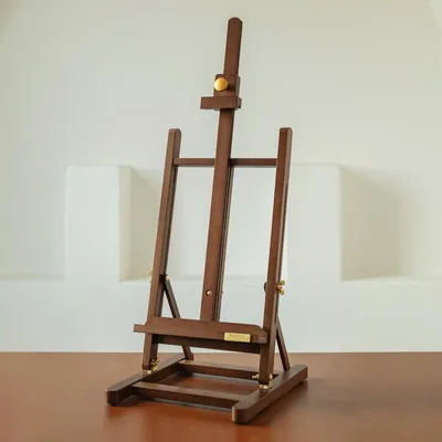 Zdjęcie produktu dla Sztalugi stołowe - Bukowe drewno - Regulowana wysokość 81-117 cm - Płótno do 70 cm