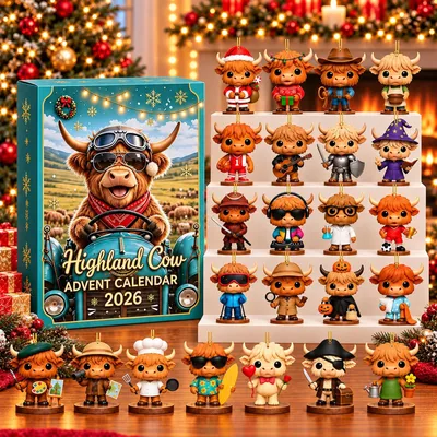 Obrázek produktu pro Highland Cow Adventní kalendář 2026 24 kusů 3D Vánoční kalendář 6