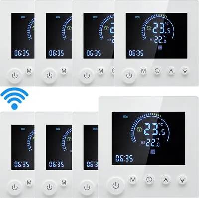 Produktbild von 8X Tuya Smart WiFi Wandthermostat, programmierbare Fernbedienung, NTC-Sensor, Digital LCD Raumthermostat Thermostat fuer 3A Warmwasserbereitung Wandthermostat Unterputz Fussbodenheizung