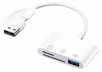 Zdjęcie produktu dla INF Czytnik kart USB i USB-C SD TF kompatybilny z iPhone 16, z funkcją odczytu dwóch kart