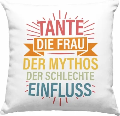 Produktbild von Trendation - Tante Frau Mythos Schlechter Einfluss Geschenk Deko-Kissen mit Füllung 40x40 Geschenkidee Beste Tante  Deko-Kissen mit Füllung 40x40 Geschenk Lustig (Grau)