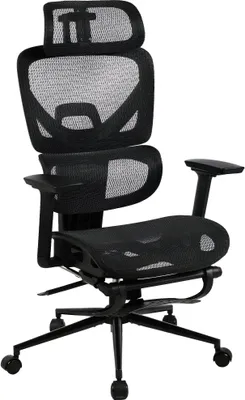 Produktbild von CLP Bürostuhl Beresford ergonomisch mit Fußablage Meshbezug atmungsaktiv schwarz