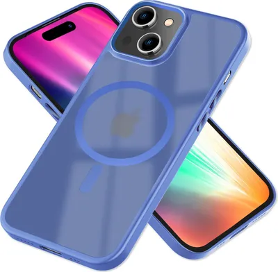 Image de MagSafe Housse hybride pour iPhone 15 Frosted Hard Case Protection du bord Etui pour téléphone portable Bleu clair