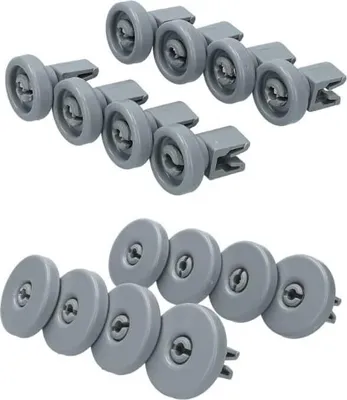 Zdjęcie produktu dla Zestaw rolek do górnego kosza + dolnego kosza 16x Rolki do kosza pasujące do zmywarek AEG Electrolux, Ikea, Privileg, Progress, Quelle