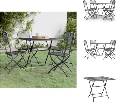 Produktbild von vidaXL 5-tlg. Garten-Essgruppe Streckgitter Anthrazit -  Gartenmöbel-Sets