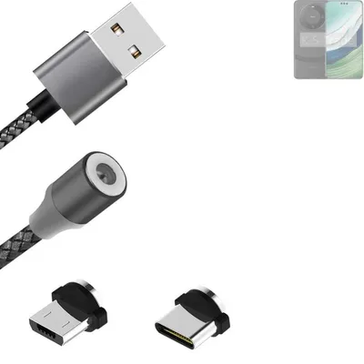 Produktbild von K-S-Trade Hochwertiges Magnet-Lade-kabel Sync-Kabel Daten-Kabel für Huawei Mate 60  mit USB-Typ-C-Anschluss und Micro-USB-Anschluss 2A bis zu 480mbps