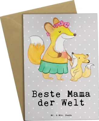 Produktbild von Mr. & Mrs. Panda valentinstagskarte Fuchs Beste Mama der Welt - Grau Pastell - Geschenk, weihnachtskarten, babykarte, einladungskarten, Geschenkidee, osterkarten, Sohn