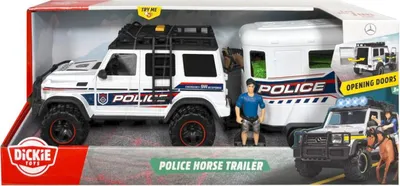 Productafbeelding van Politiepaard en auto feestset - 40 cm Mercedes met aanhanger