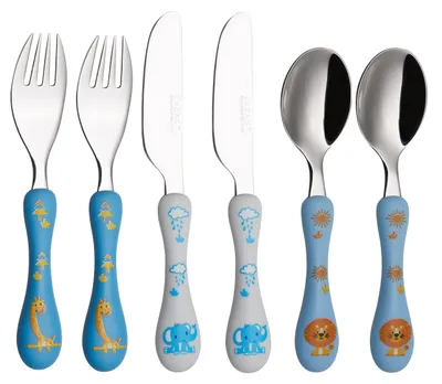 Kinderbesteck 6-teilig, Safari, Edelstahl, spülmaschinenfest
