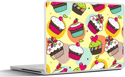 Produktbild von MuchoWow® Laptop Aufkleber Sticker Cover Mädchen - Cupcake - Schnittmuster - Mädchen - Kinder - Baby 25x18 cm - Laptop-Deko