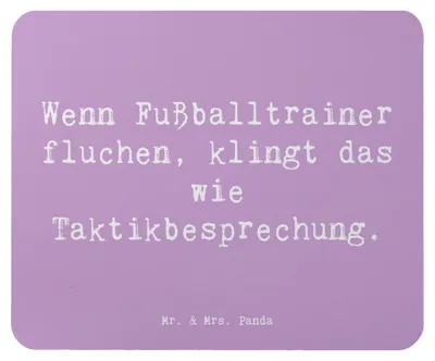 Produktbild von Mr. & Mrs. Panda Mouse Pad Spruch Fußballtrainer Taktik - Lavendeltraum - Geschenk, Berufe, Inspiration, Berufsliebe, pc mousepad, mausteppich, mousematte, Berufspassion