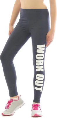 Zdjęcie produktu dla Długie legginsy czcionka WORK OUT legginsy długie bawełniane spodnie jeans XL