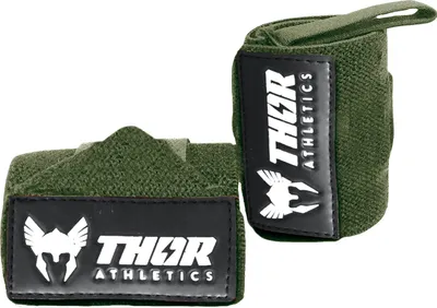 Produktbild von Thor Athletics Handgelenkbandagen – Fitness – Bandage für Krafttraining – Handgelenkstütze – 60 cm – Army Grün