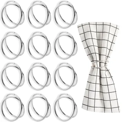 Imagen del producto de Soportes para servilletas de metal, color plateado, con un diámetro de 4 cm, para decoración de mesa