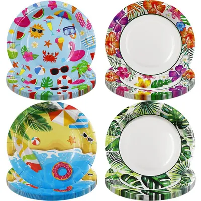 Productafbeelding van Flamingo Partyservies Set voor 40 Personen, Papieren Borden voor Kinderfeestjes