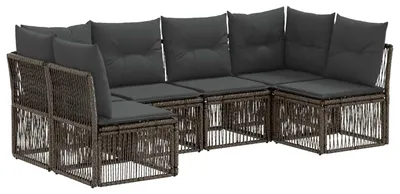Immagine prodotto di Set di divani da giardino vidaXL, 6 pezzi, grigio, in rattan sintetico