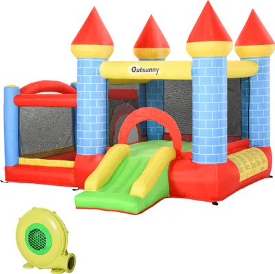 Produktbild von Aufblasbare Hüpfburg mit Rutsche Pool für 3 Kinder Burg mit Gebläse für 3-8 Jahre Rot+Blau+Grün 280 x 260 x 210 cm