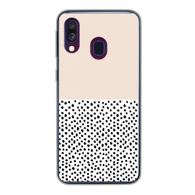Produktbild von MuchoWow® Handyhülle Schutzhülle Hülle für Samsung Galaxy A40 Polka dots - Weiß - Schwarz Silikon Softcase Handy Hülle - Handy-Tasche