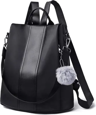 Produktbild von Damen Rucksack Wasserdicht Nylon Schultaschen Anti-Diebstahl Tagesrucksack Handtaschen Daypack Umhängetasche Reiserucksack Schulrucksack Backpack Schultertasche Groß (Schwarz)