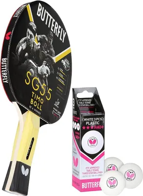 Produktbild von Butterfly 1x Timo Boll SG55 Tischtennisschläger + 3x 40+ 3*** Tischtennisbälle | Tischtennisset Tischtennis Set TT Tabletennis