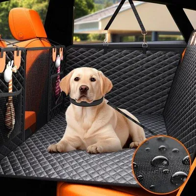 Image de Couverture pour siège de voiture pour chien, imperméable, 135 x 63 cm, noire