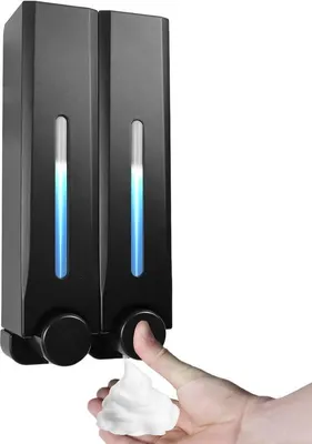 Produktbild von Gemeenschappelijke douchegeldispenser, 2 x 500 ml, boorvrij, vloeibare afwasmiddeldispenser voor badkamer