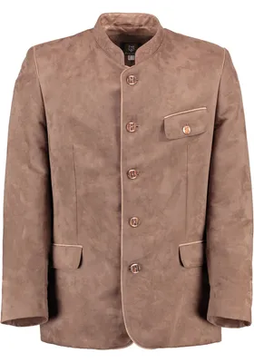 Produktbild von OS Trachten Herren Trachtensakko Janker Trachtenjacke mit Stehkragen Bravi, Größe:60, Farbe:mittelbraun