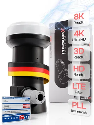 Immagine prodotto di PremiumX Deluxe Singolo LNB Convertitore di segnale ricezione digitale SAT HD UHD 4K