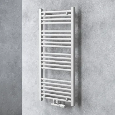 Image de doporro Radiateur de Salle de Bain Sèche-Serviette 100x50cm Radiateur Tubulaire Vertical Chauffage à Eau Chaude Blanc