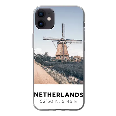 Produktbild von MuchoWow® Handyhülle Schutzhülle Hülle für iPhone 12 mini Niederlande - Mühle - Wiese Silikon Softcase Handy Hülle - Bild