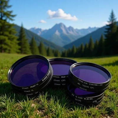 Produktbild von DSLR-Kamera-Filter-Satz: UV-Schutzfilter, CPL-Polfilter, FLD-Fluoreszenzfilter + 3-teilige Filterbox + Objektivschutz