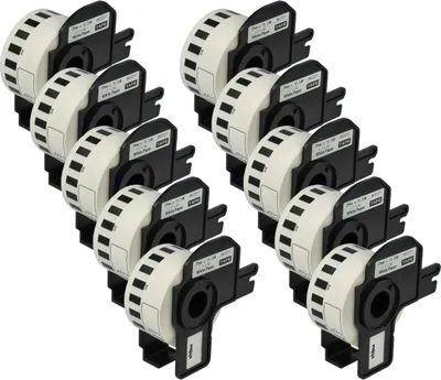 Produktbild von vhbw 10x Rolle mit Halter 29mm x 15,24m (1 Etikette) kompatibel mit Brother PT QL-1050, QL1050N, QL1060N, QL-500, QL-500A, QL500BS Drucker Weiß