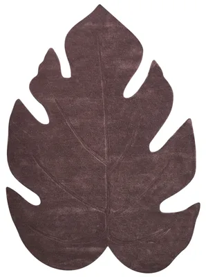 Produktbild von BELIANI Teppich Dunkelbraun Wolle Einfarbig Asymmetrisch 160x230cm Blattförmig ohne Muster Moderner Kurzhaar Kurzflor Wohn- & Schlafzimmer Wollteppich